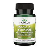 Swanson Indole-3-Carbinol con Resveratrol en botella, apoyo a la salud celular diaria.