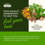 Componentes clave: Ashwaganda y Rhodiola para foco y resiliencia.