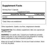 Swanson Inositol 650 mg cápsulas detalle, uso diario para bienestar general