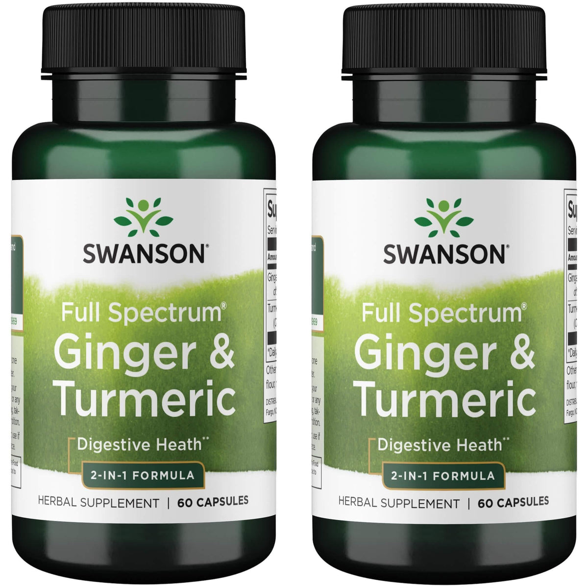 Swanson jengibre y curcuma, cápsulas de doble presentación, posible apoyo digestivo y antioxidante