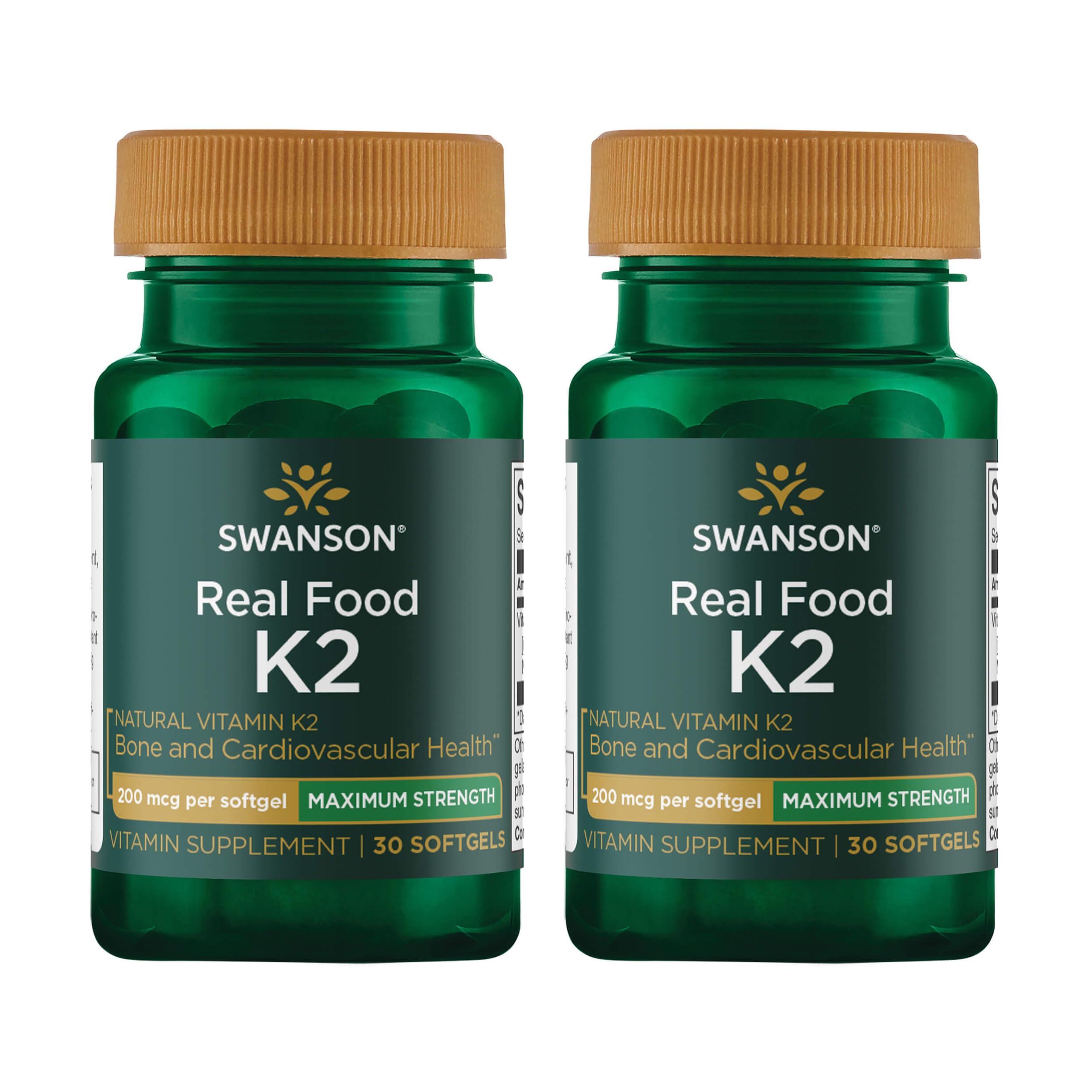 Swanson K2 MK-7: botella de cápsulas suaves lista para uso diario.