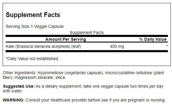 Frasco Swanson col rizada de espectro completo con cápsulas vegetales para nutrición diaria.