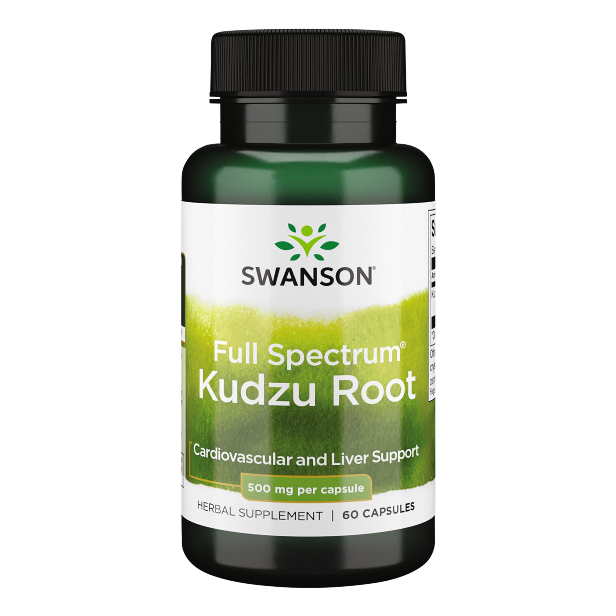 Swanson Kudzu de espectro completo, cápsulas de 500 mg, apoyo a la salud cardíaca y hepática.