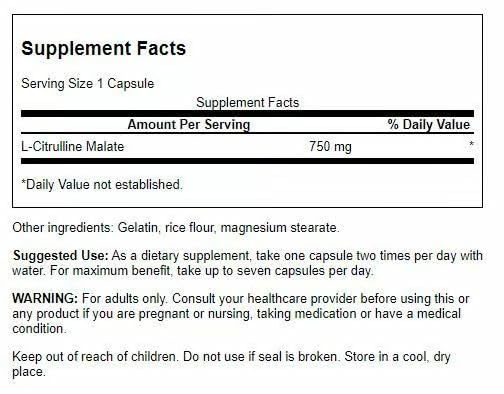 Swanson L-Citrulline Malate dosificación diaria para apoyo energético.