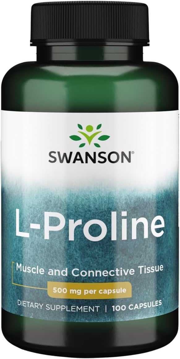 Swanson L-Prolina cápsulas botella: apoyo al tejido conectivo y movilidad diaria