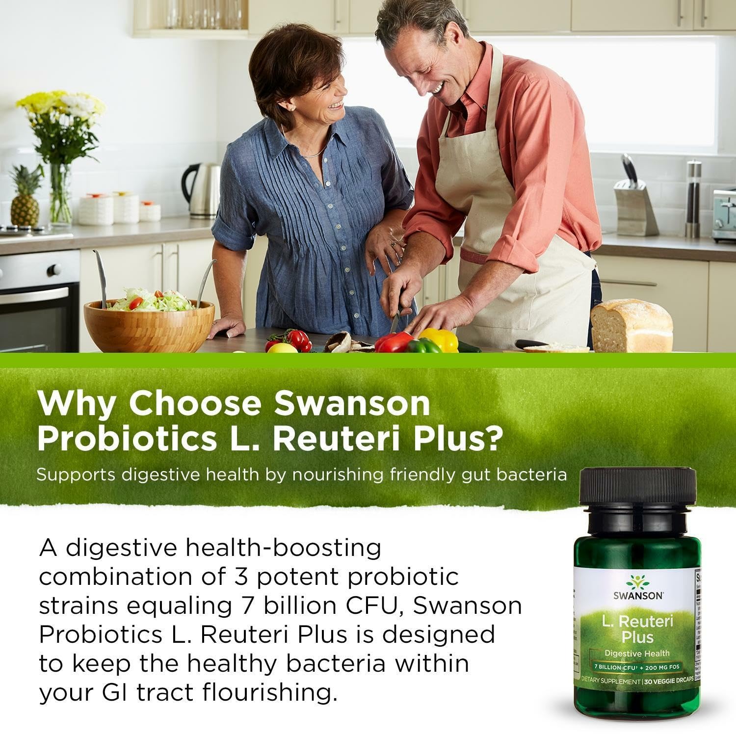 Swanson L. Reuteri Probiotic Plus - cápsulas veganas de textura suave para consumo cómodo