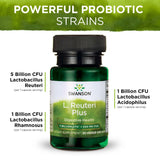 Swanson L. Reuteri Probiotic Plus - etiqueta clara con información de nutrientes y cepas