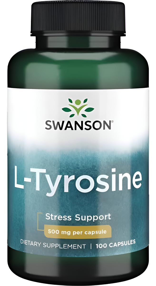 Swanson L-Tirosina, botella con cápsulas de 500 mg para enfoque mental