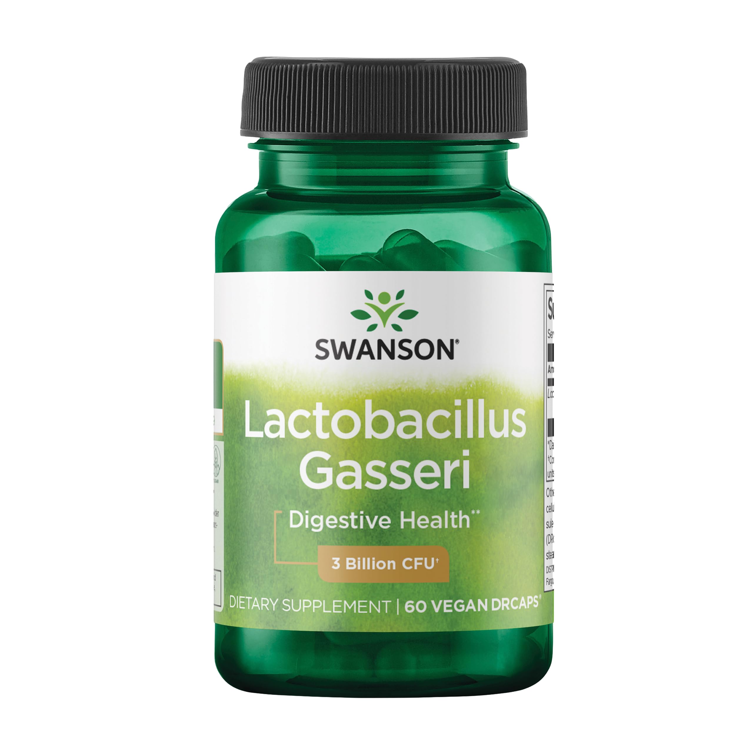 Swanson Lactobacillus Gasseri, cápsulas veganas para apoyo digestivo diario.