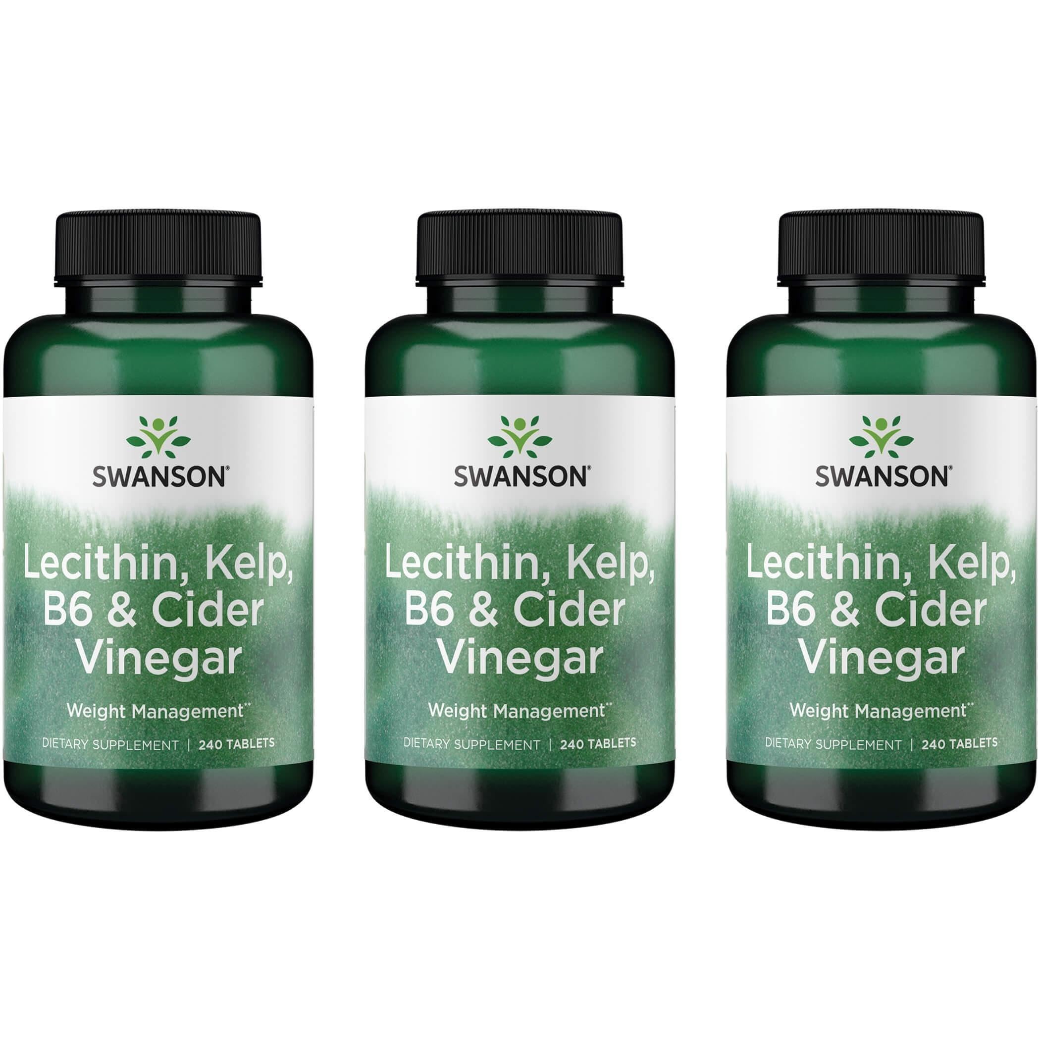 Swanson Lecitina Kelp B-6 Vinagre de Sidra en tabletas, apoyo equilibrado para metas de peso.