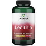 Swanson Lecitina No OGM 520 mg, botella de cápsulas suaves para apoyar la salud cardiovascular