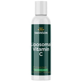 Swanson Vitamina C liposomal, botella vertiendo, entrega suave en la toma diaria.