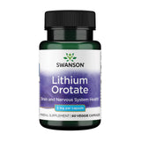 Swanson Lithium Orotate: botella de cápsulas vegetales para bienestar diario.