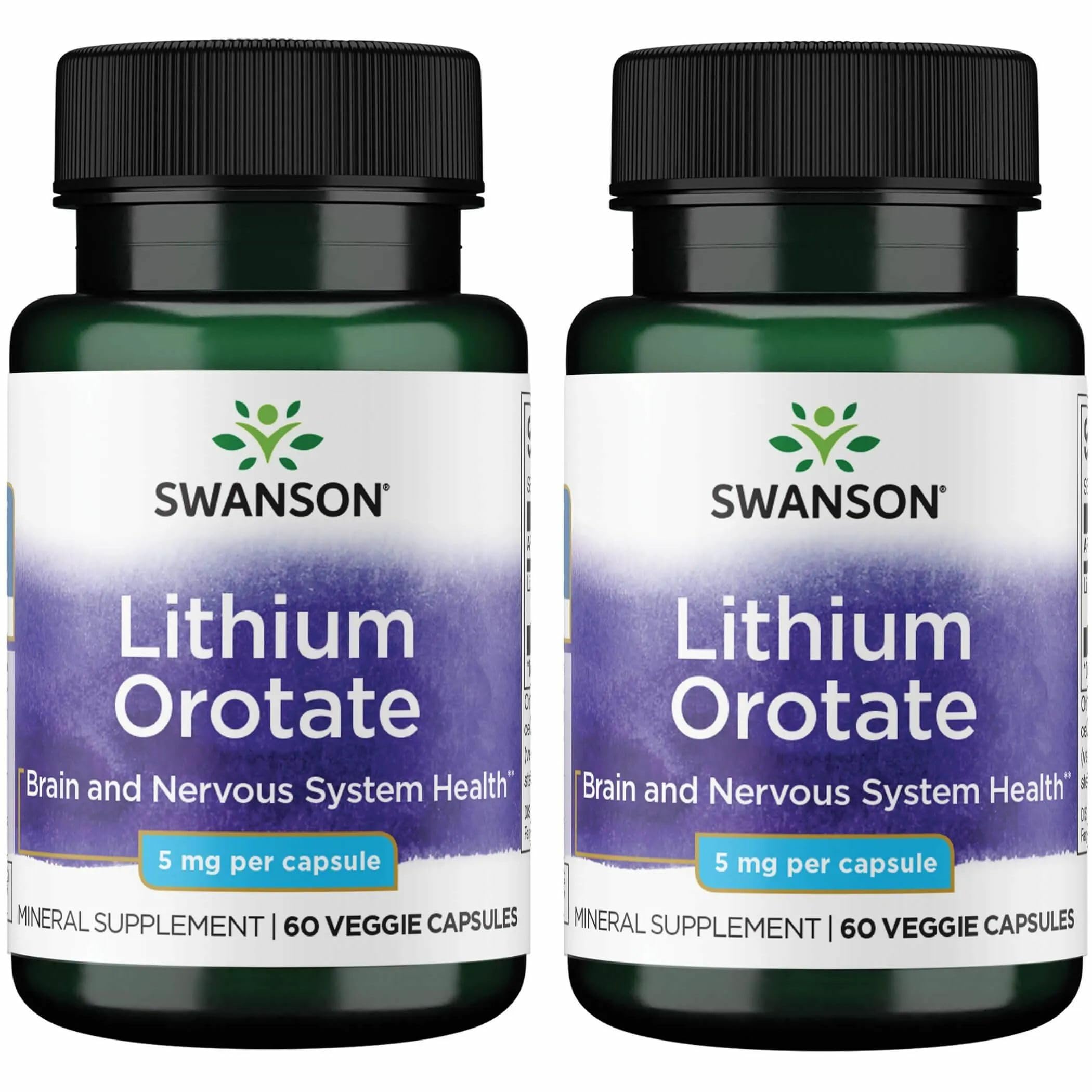 Swanson litio orotato en botella: cápsulas fáciles para el bienestar emocional.