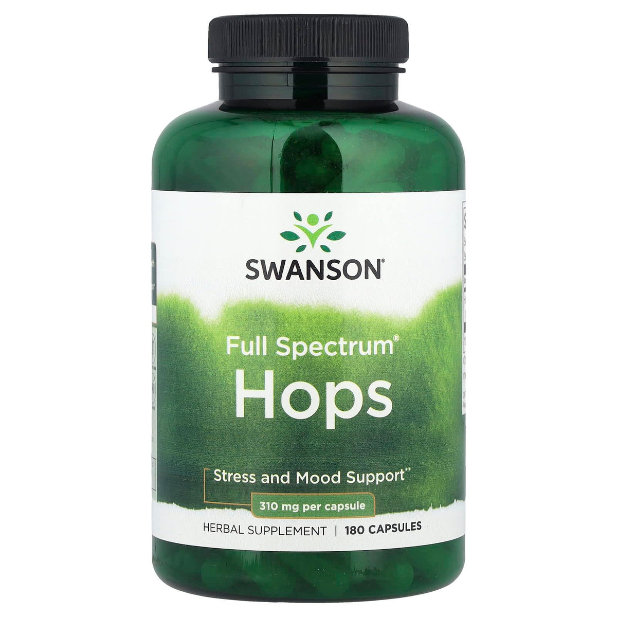 Swanson lúpulo 310 mg, botella de 180 cápsulas para relajación suave.
