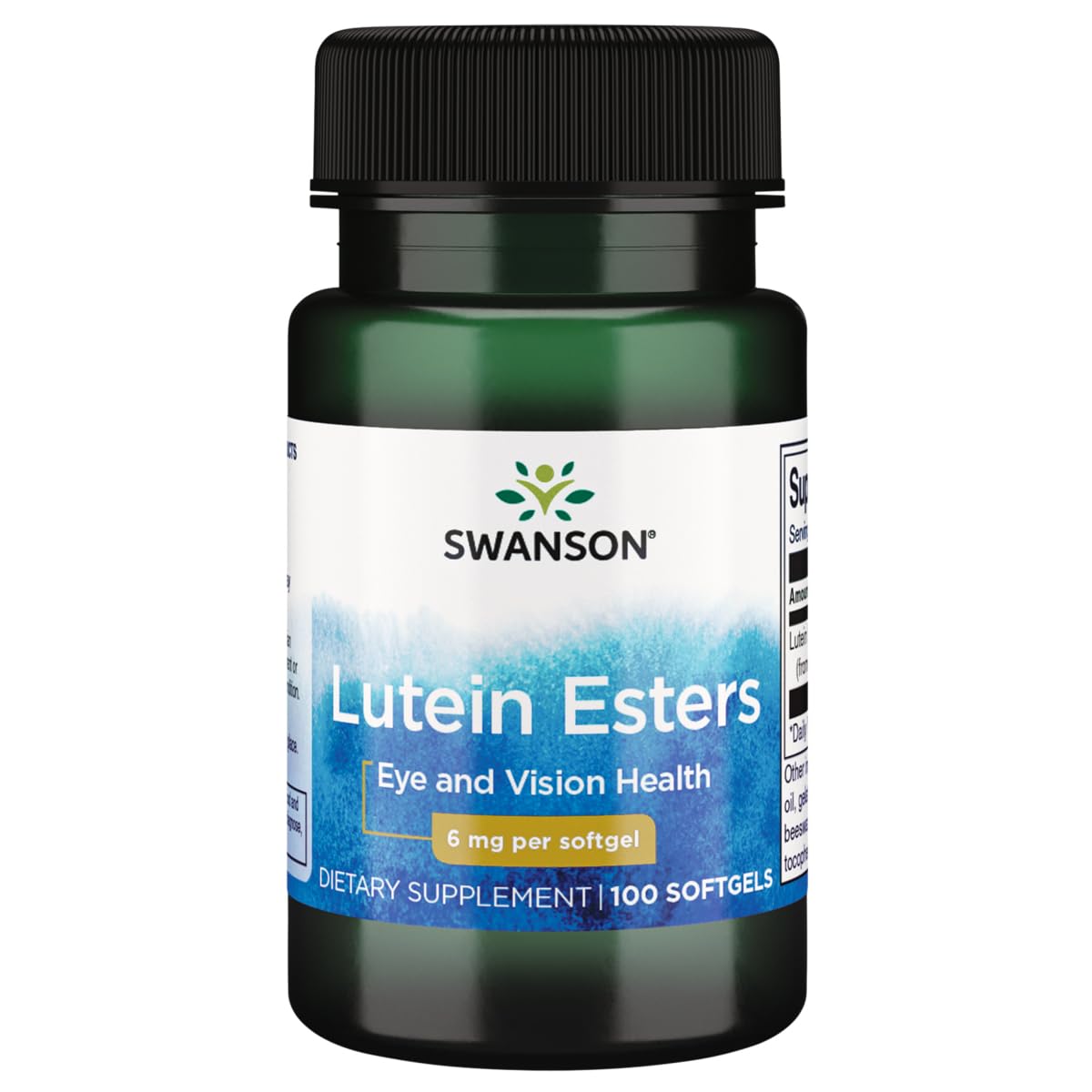 Swanson Lutein 6 mg, frasco vertido, apoyo diario a la salud visual.