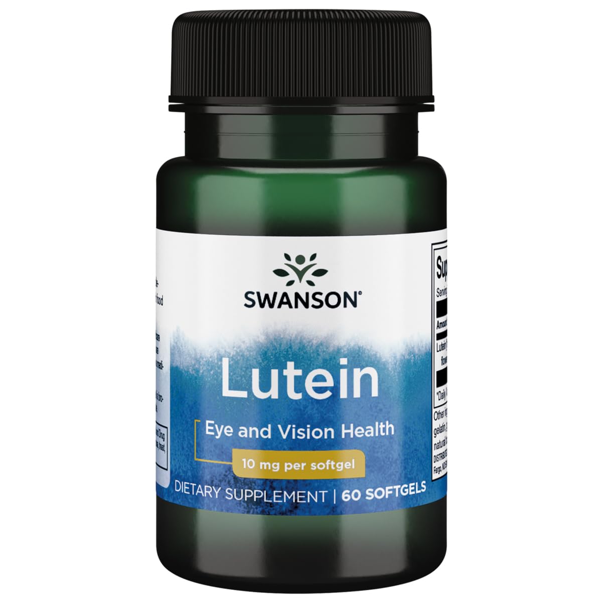 Swanson Luteína 10 mg, botella, apoyo a la visión y la mácula.