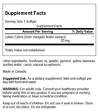 Swanson Luteina 20 mg botella, 60 cápsulas, extracto de caléndula para la salud ocular.