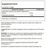 Swanson Luteína-Zeaxantina etiqueta-botella, información de ingredientes para la salud ocular.