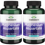 Swanson Magnesio Aspartato 685 mg, bote frontal, apoyo para energía y bienestar diario.