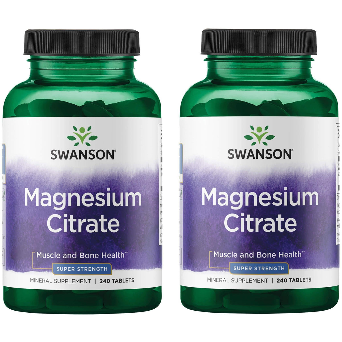 Swanson Magnesio Citrato de alta potencia: tabletas para soporte muscular y energía diaria.