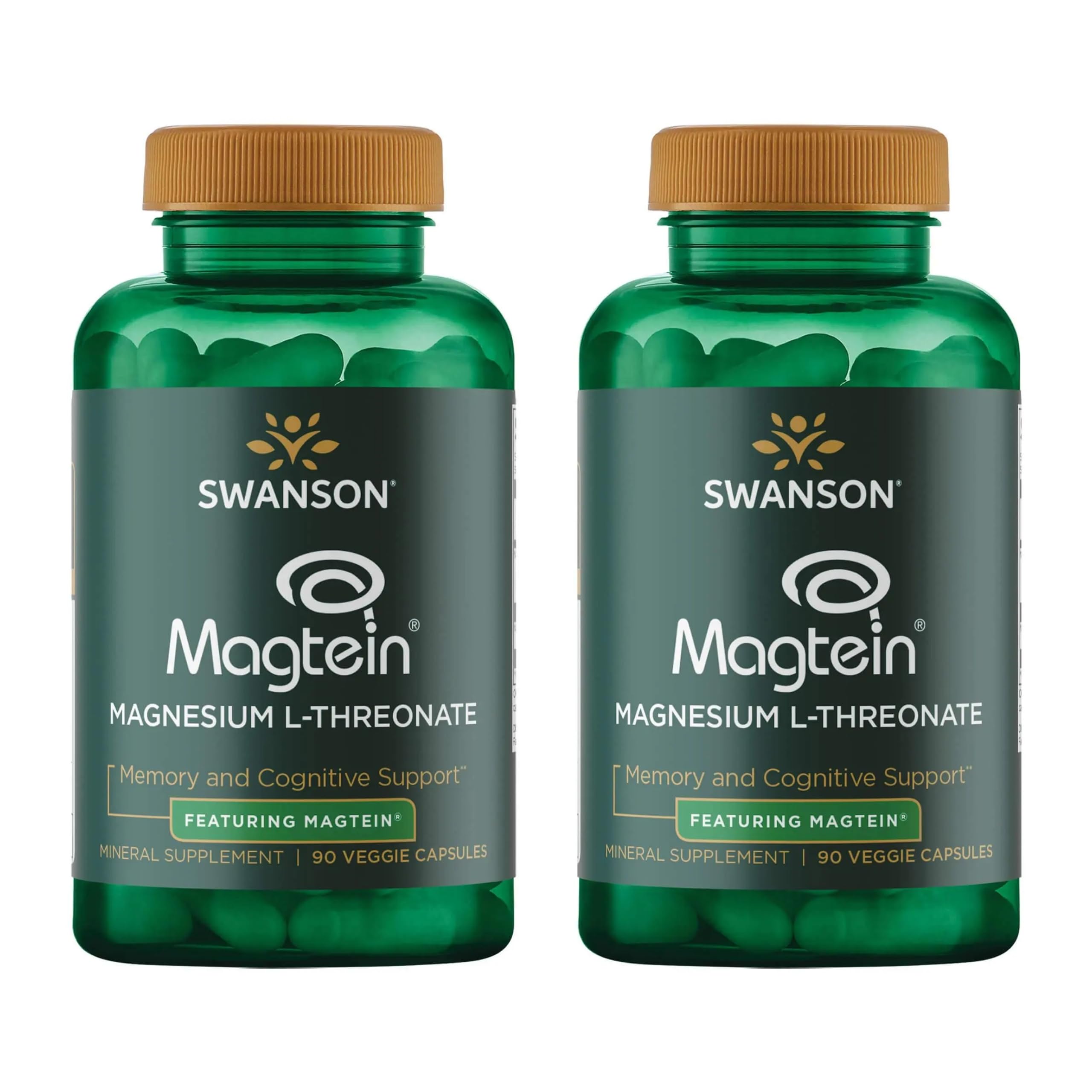 Swanson Magnesio L-Treonato en botella de cápsulas veganas para apoyo potencial de la función cerebral