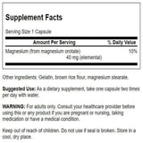 Etiqueta del frasco Swanson Magnesio Orotate 40 mg, información clara.