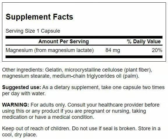 Swanson Magnesium Lactate: absorción suave para estómago sensible.