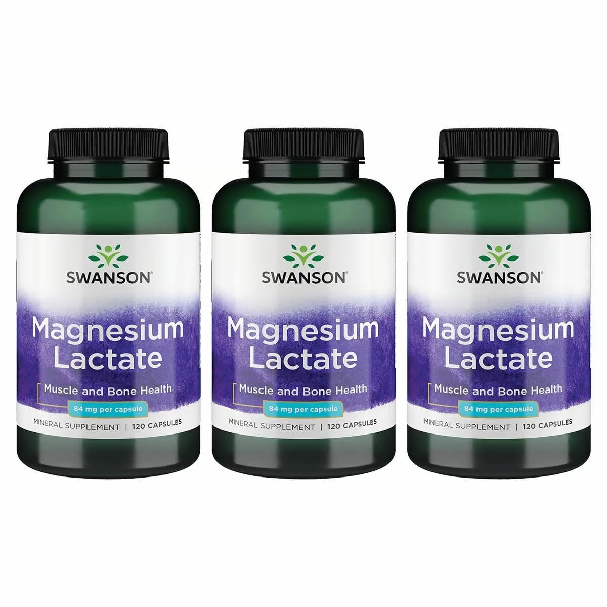 Swanson Magnesium Lactate: cápsulas para soporte diario de músculos y huesos.
