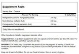 Swanson mangostan granada noni cápsulas, etiqueta detalle, fórmula de frutos completos para apoyo digestivo.