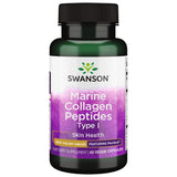 Swanson Marine Collagen Peptide Tipo I, botella frontal, apoyo a la hidratación de la piel.