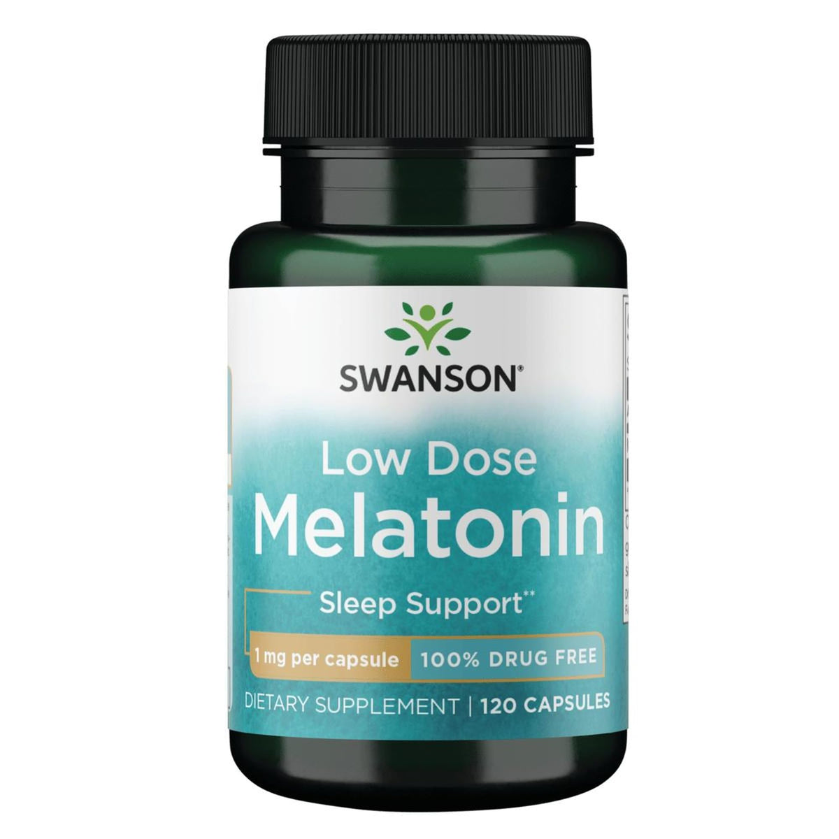Swanson Melatonina frasco frontal, apoyo al descanso nocturno.