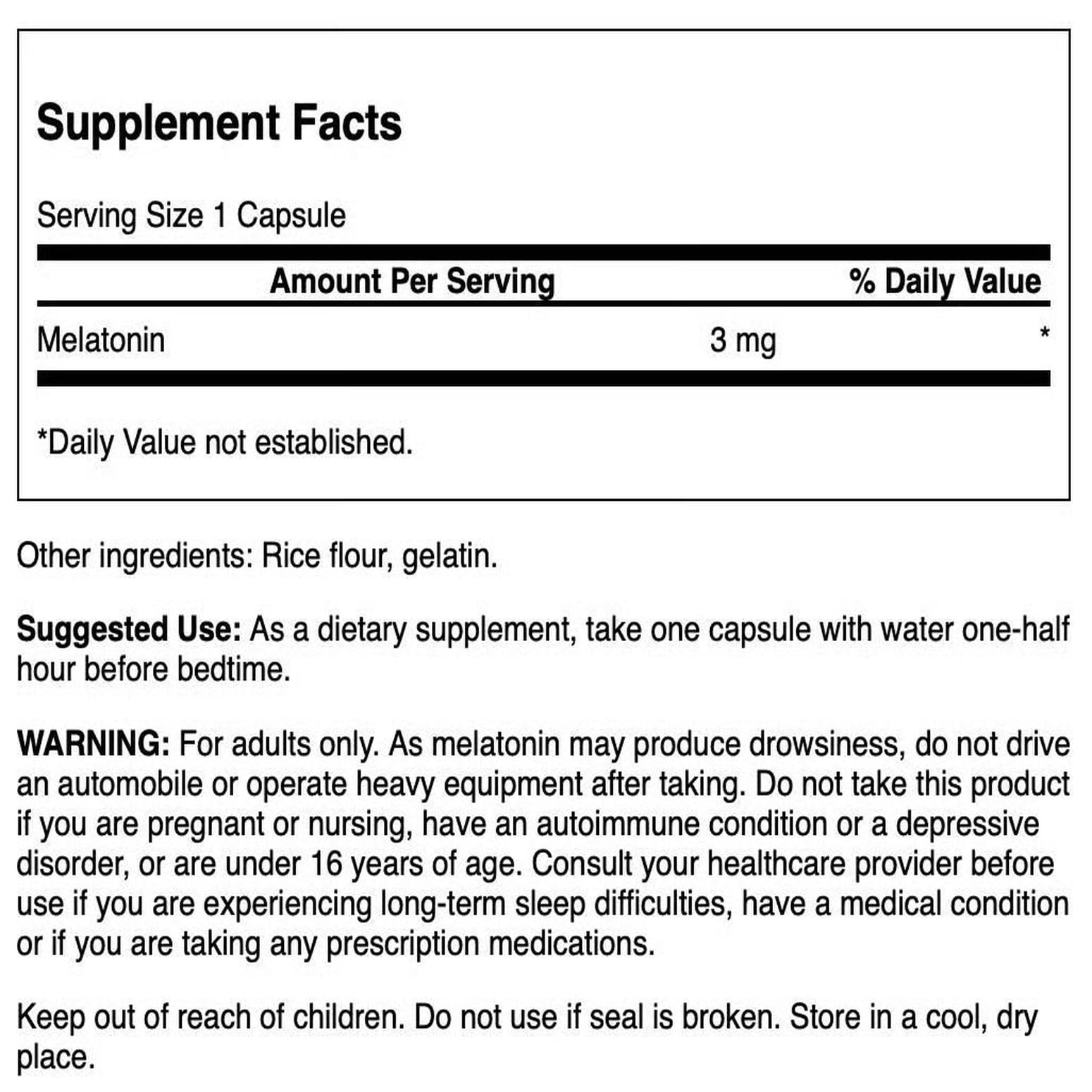 Swanson Melatonina: cápsulas de 3 mg para un consumo cómodo antes de dormir