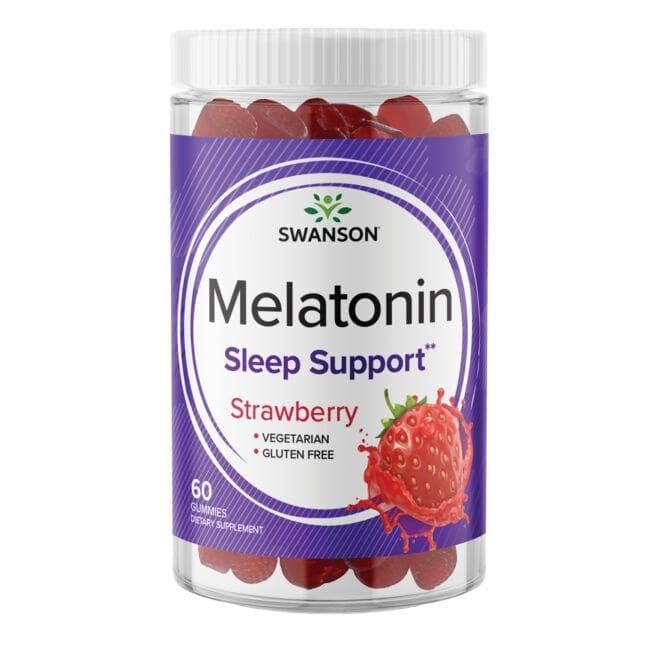 Swanson Melatonina gominolas fresa – caja: solución práctica para rutina nocturna.