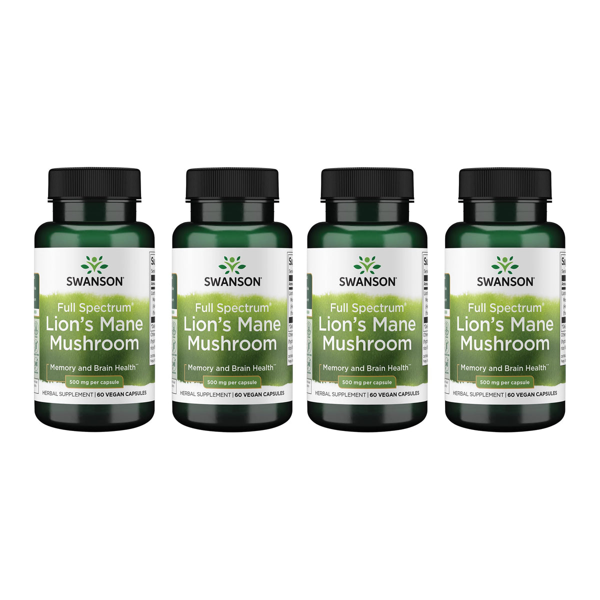 Swanson Melena de León, cápsulas veganas de 500 mg para enfoque diario.
