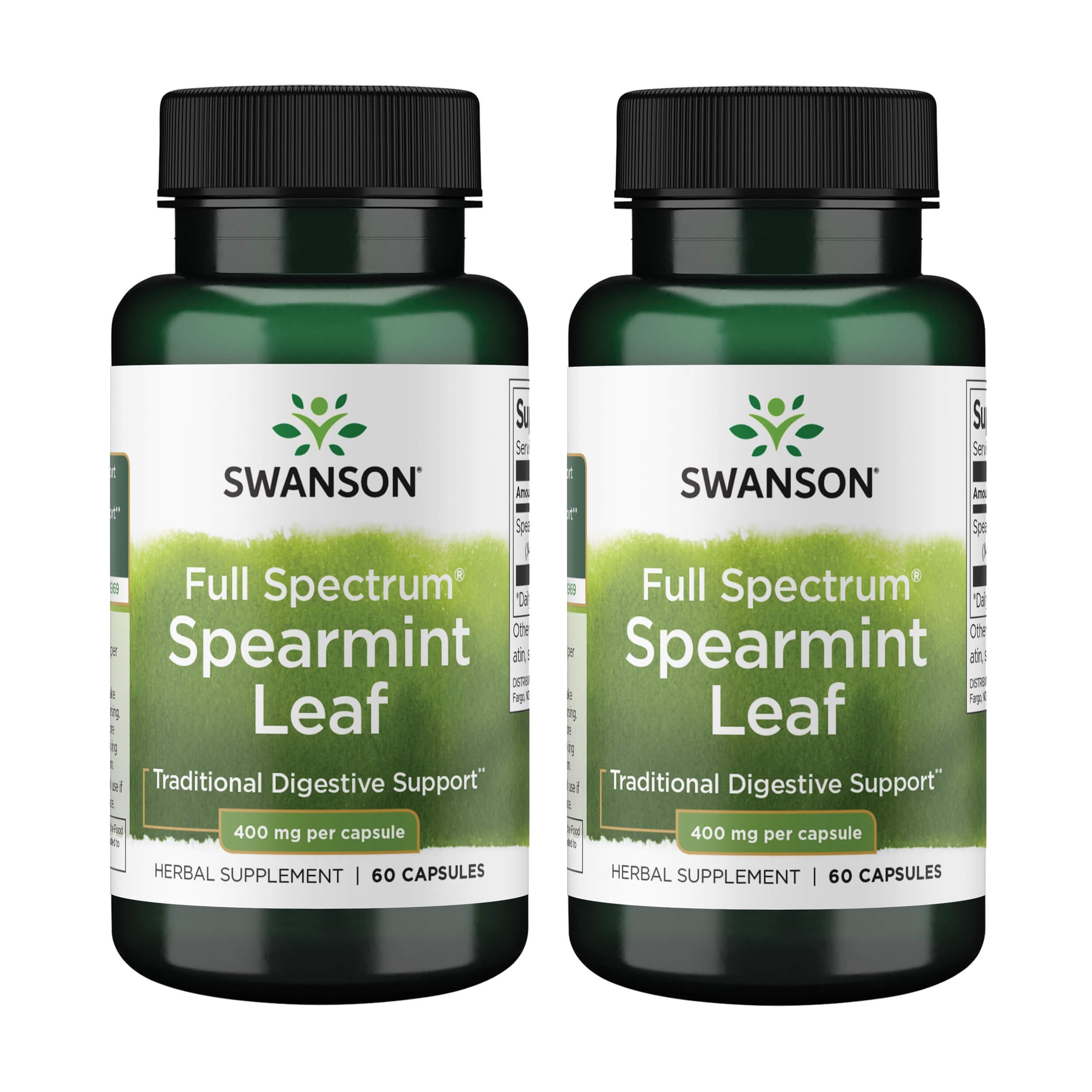 Swanson Menta Verde Hoja en botella, apoyo digestivo suave para uso diario.