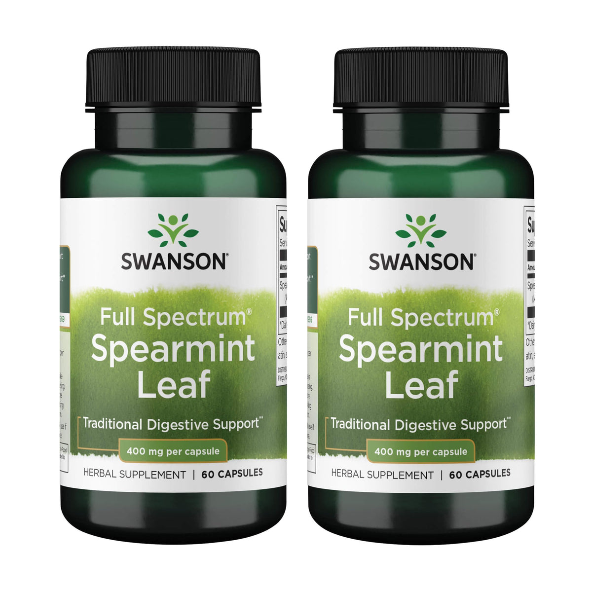 Swanson Menta Verde Hoja en botella, apoyo digestivo suave para uso diario.