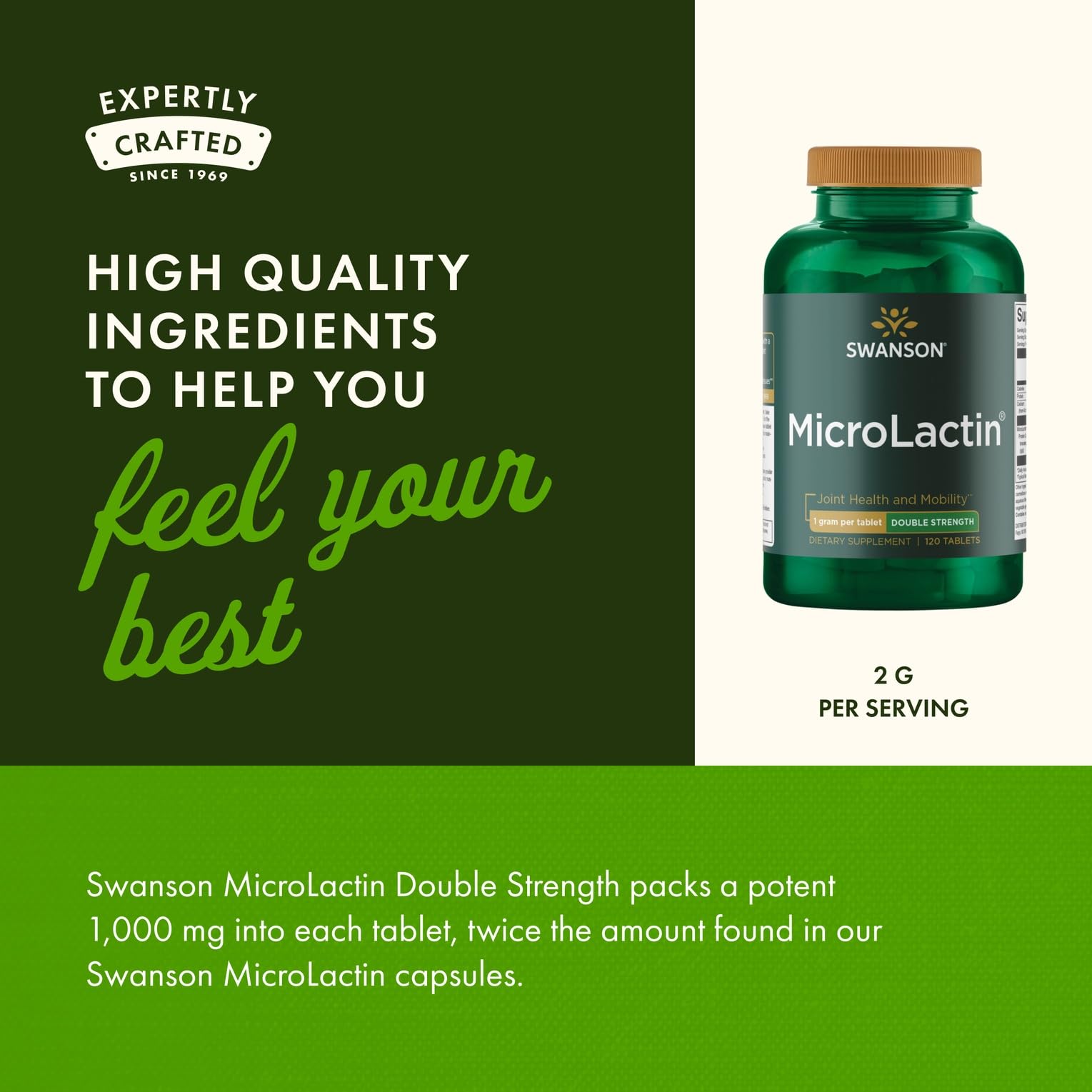 Swanson Microlactin, tabletas cercanas, dosis de 1000 mg