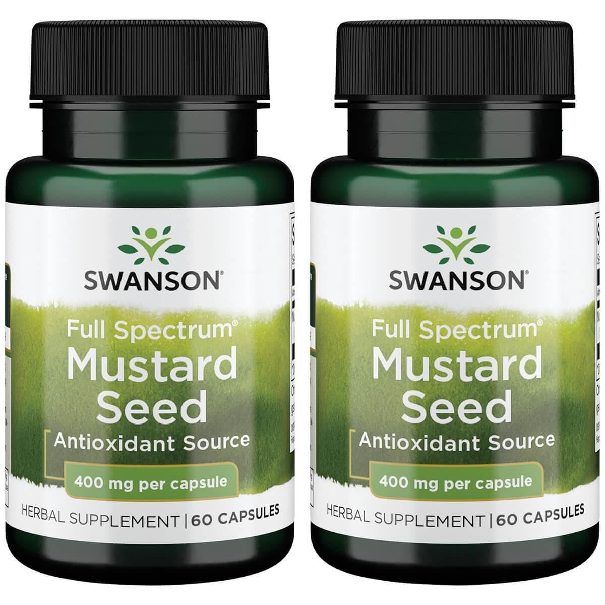 Swanson Semilla de Mostaza de Espectro Completo, cápsulas de 400 mg para uso diario.