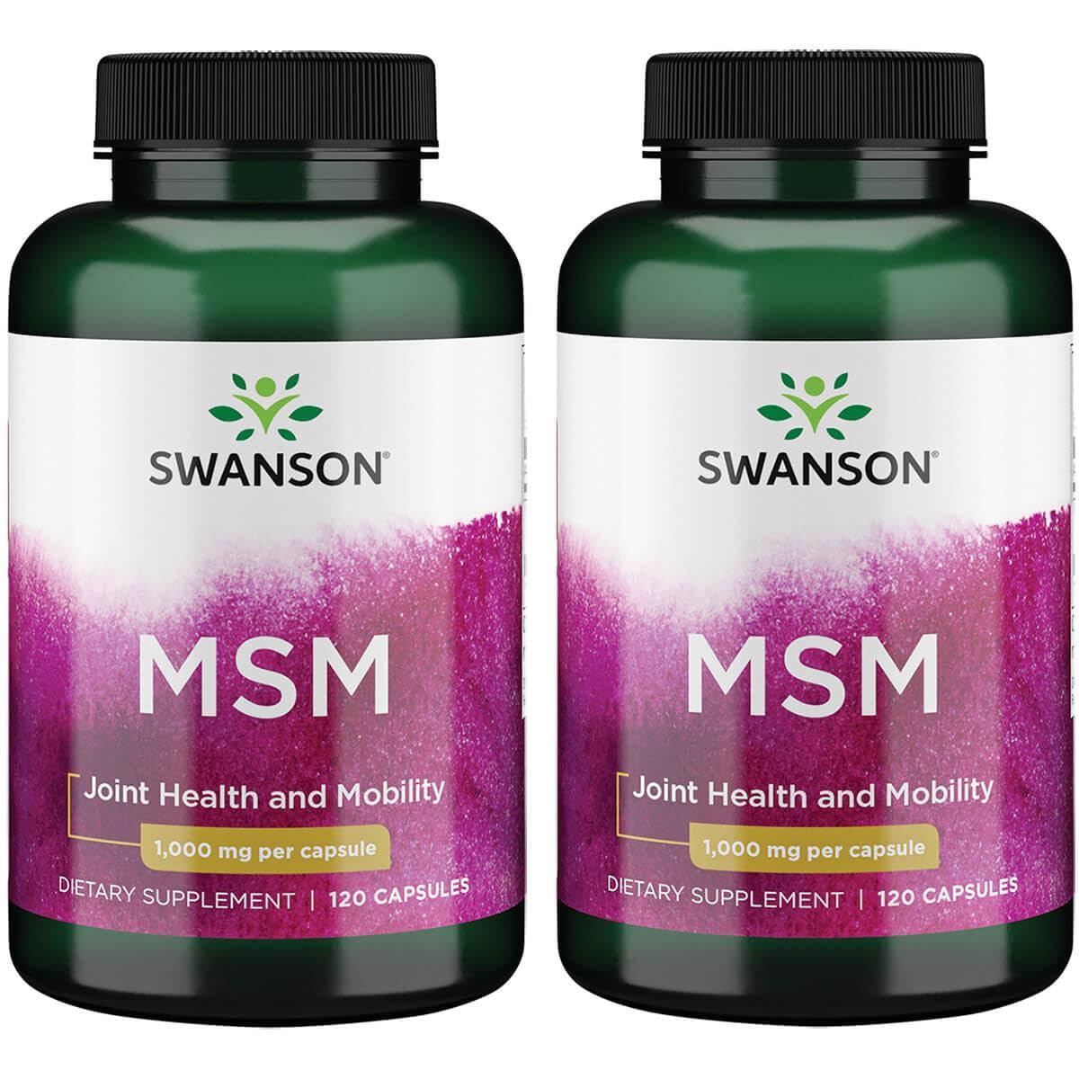 Swanson Ultra MSM 1000 mg, botella, posible apoyo para movilidad diaria.