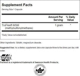 Etiqueta de la caja Swanson MSM 1000 mg para dosis diaria