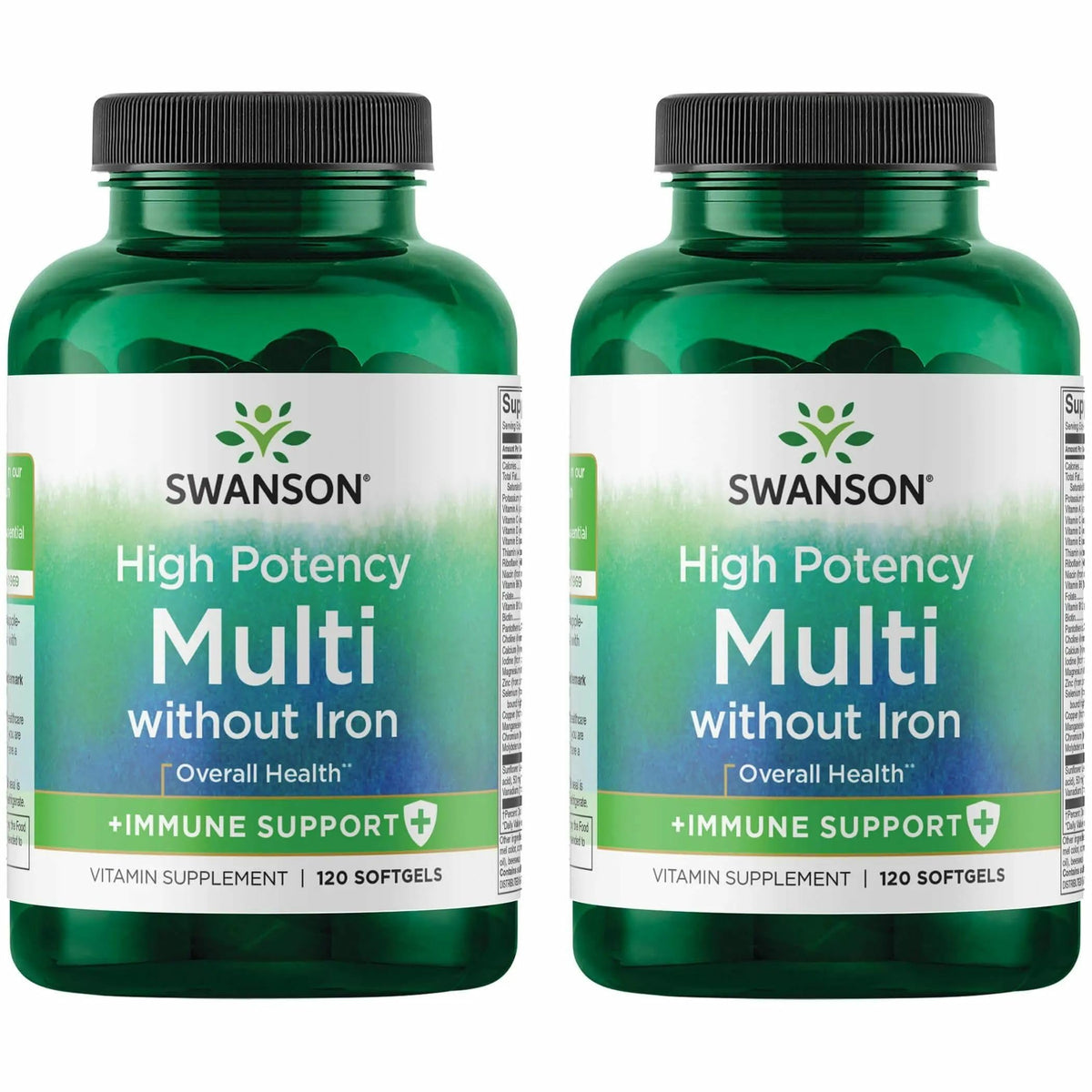 Swanson multivitamínico diario sin hierro en botella de 120 softgels para uso diario