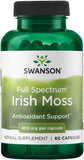 Swanson musgo irlandes en cápsulas de 400 mg, posible apoyo a la salud general y al bienestar diario.