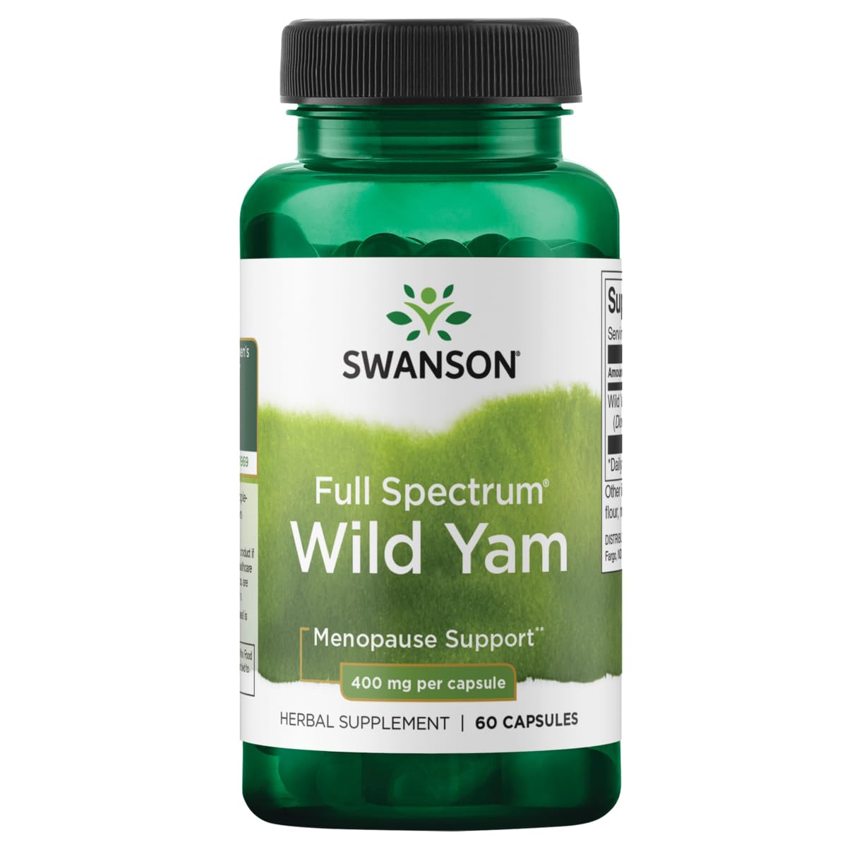 Swanson ñame 400 mg cápsulas: botella de 60 cápsulas para confort diario