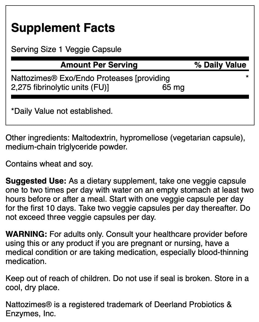 Nattozimes, cápsulas vegetales, uso diario para salud cardiovascular.