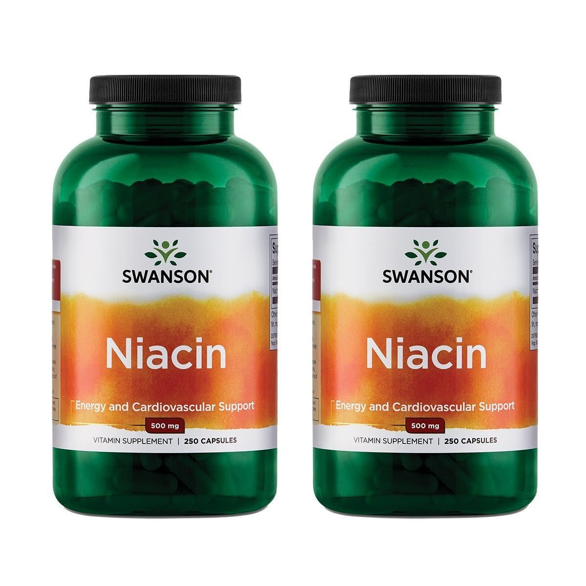 Swanson Niacina B3, cápsulas de 500 mg, apoyo al metabolismo de carbohidratos y salud cardiovascular.