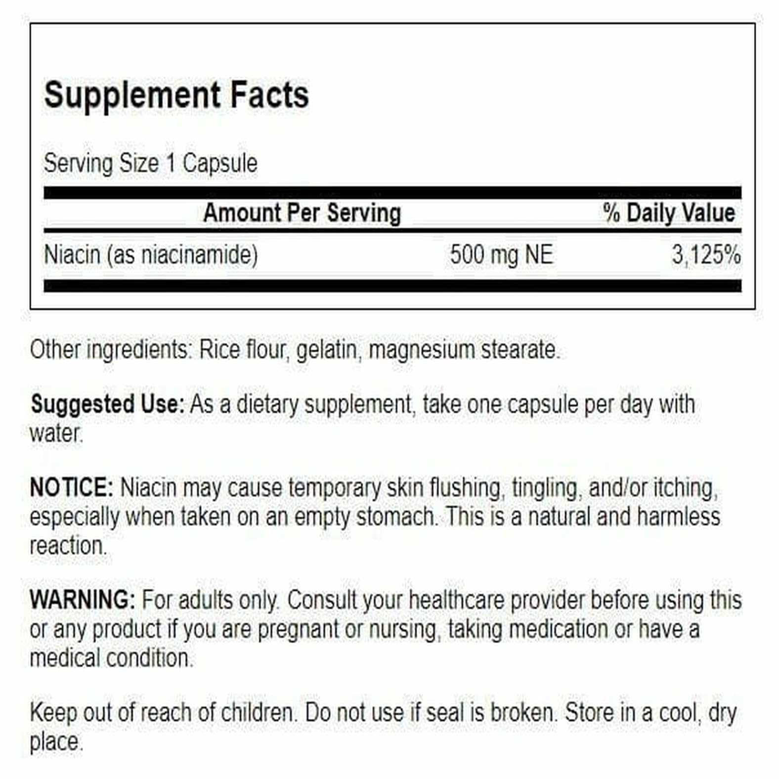 Swanson Niacinamida 500 mg: dos paquetes para mayor comodidad y uso sostenido.