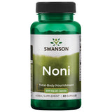 Swanson Noni 500 mg, cápsulas en envase, apoyo al bienestar diario con ingredientes vegetales.