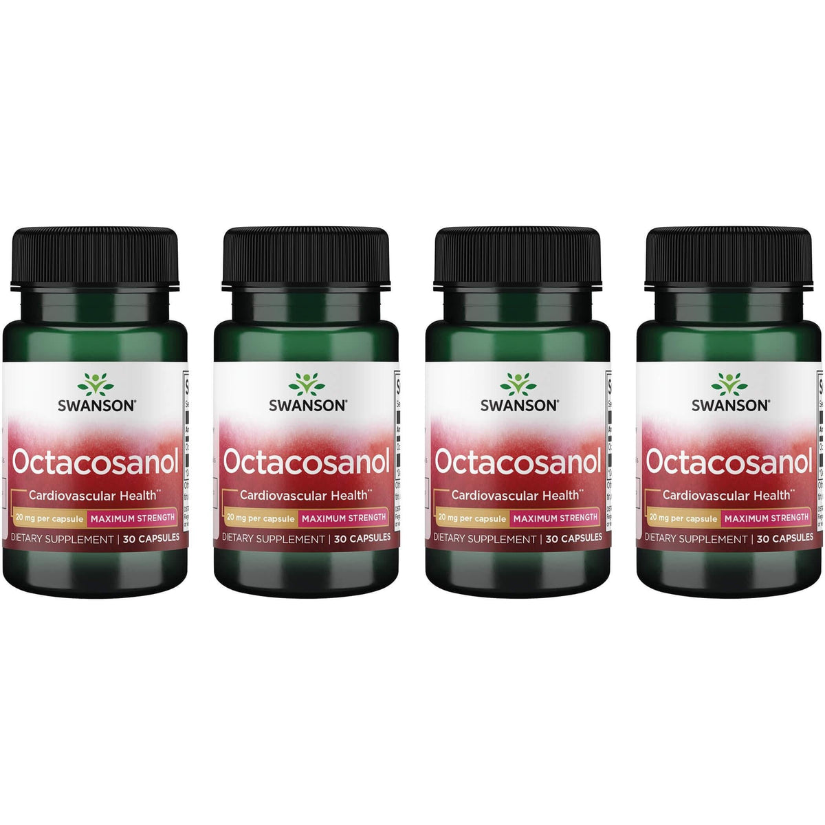 Swanson Octacosanol 20 mg, cápsulas en bote, posible apoyo para la salud cardiovascular.