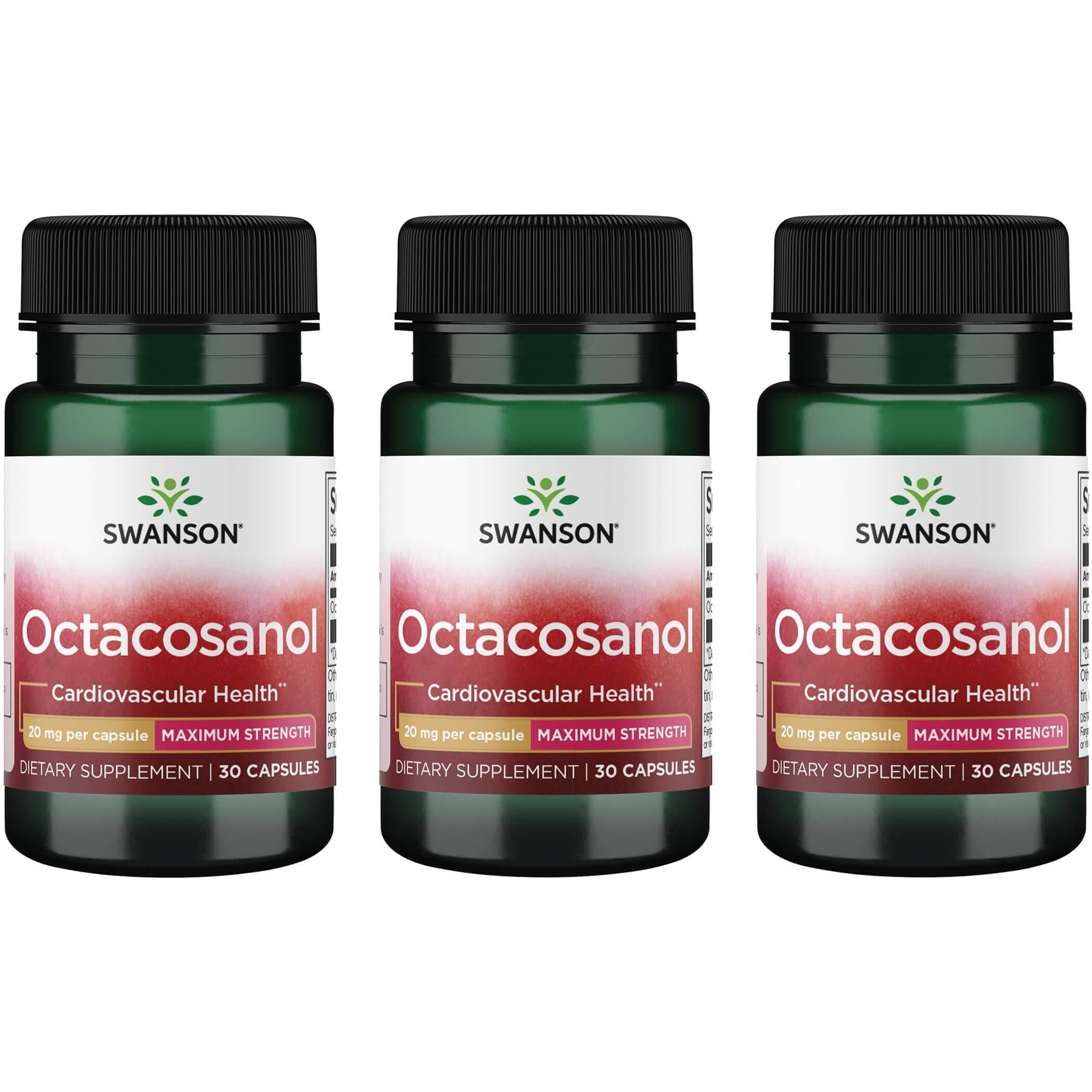 Swanson Octacosanol, botella con 30 cápsulas, posible apoyo a la salud cardiovascular.